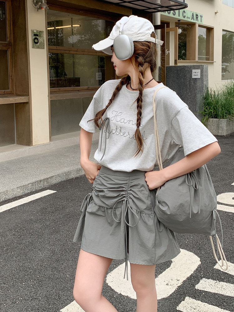 时髦感洋气减龄字母印花T恤套装裙女2025年夏季新款半身裙两件套,女装套装/套裙,浙宝220