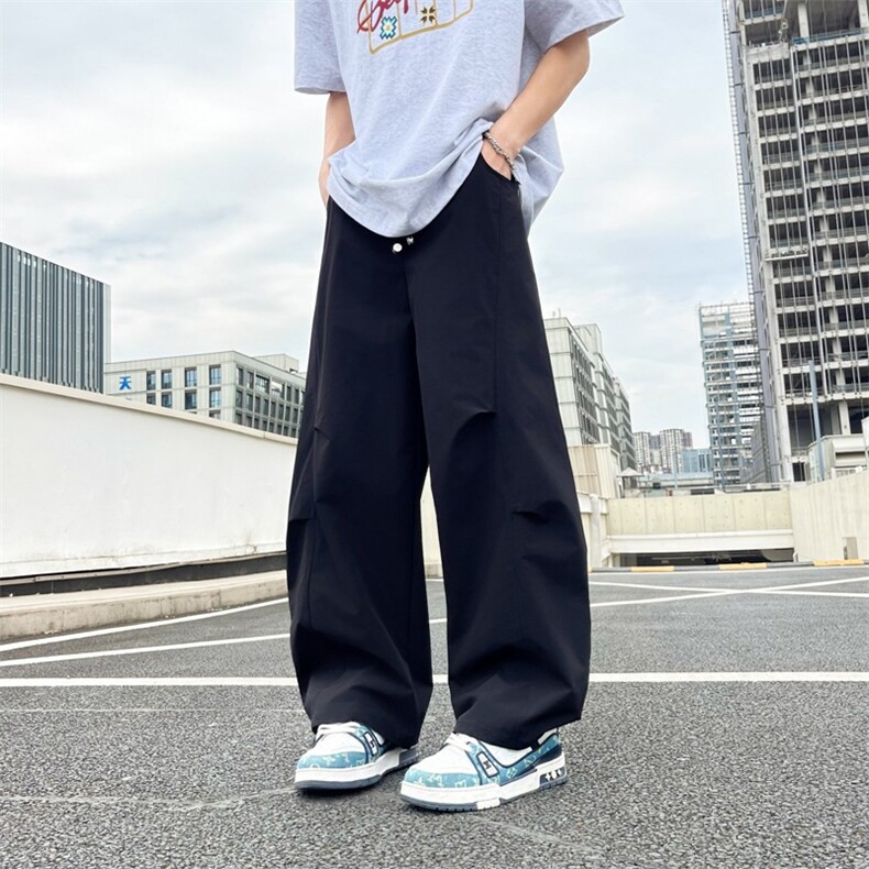 美式速干弯刀伞兵裤女男夏季褶皱解构工装裤宽松休闲阔腿运动裤子,男装工装外套,星座506A