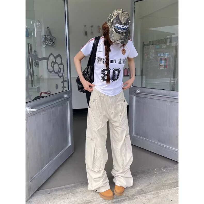 美式复古设计多口袋工装裤男女新款宽松阔腿弯刀裤秋LXK8101-p83,男装工装外套,星座1008