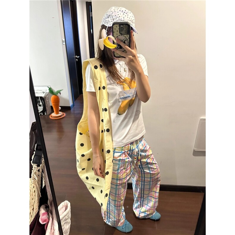 【现货】复古彩色格纹休闲裤夏抽绳直筒阔腿裤宽松垂坠感拖地长裤,男装休闲裤,星座506A