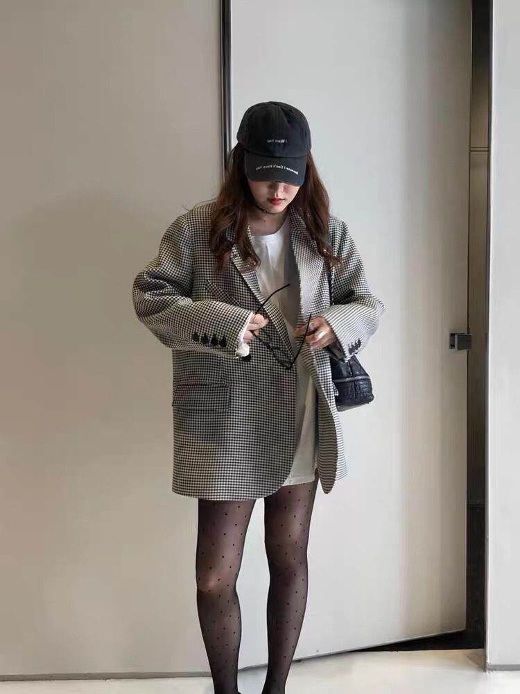 千鸟格西装，女装西装，XTZ style