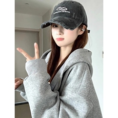 双头拉链卫衣男款秋冬连帽开衫外套oversize美式复古休闲夹克，女装针织衫/毛衣，星座218-8