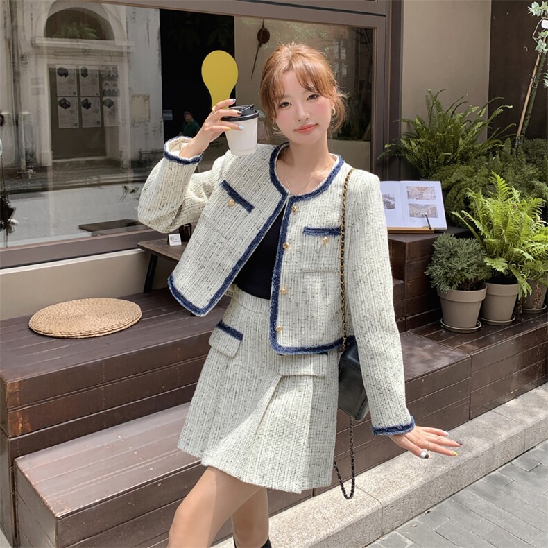 小香风外套短裙两件套女春季2025设计感高级感小个子套装，女装套装/套裙，慧尚依恋