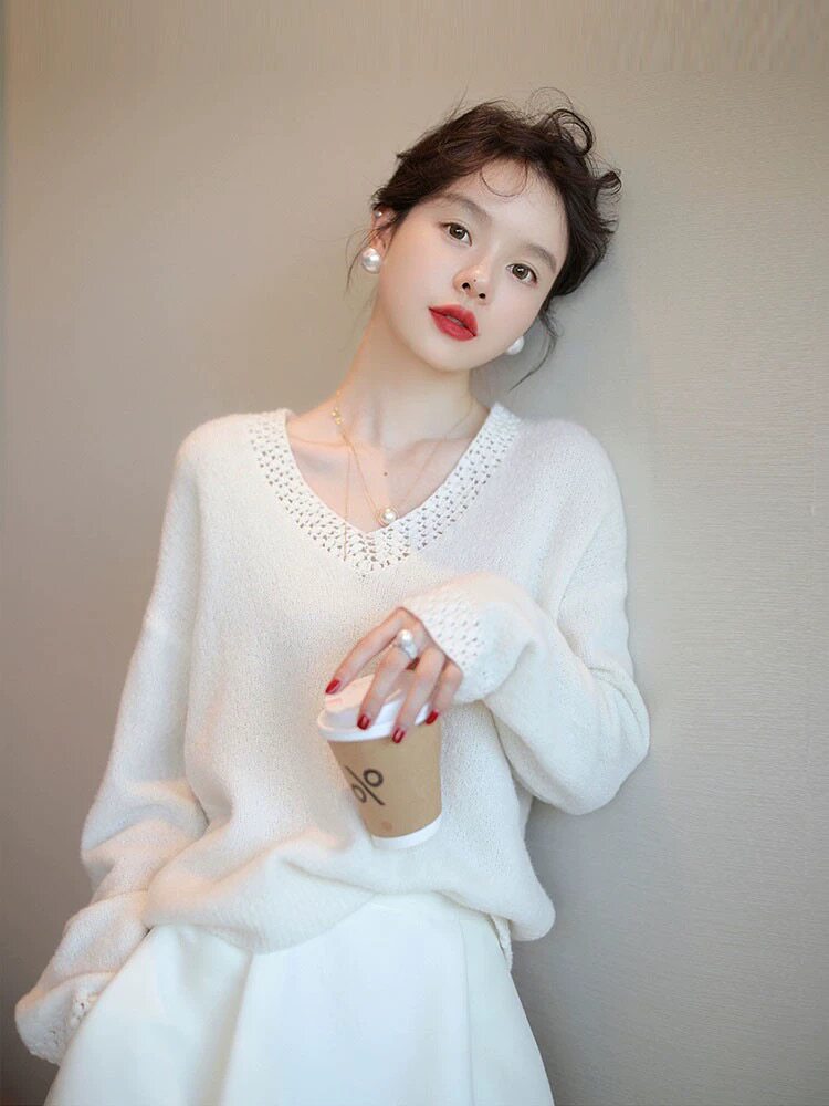 打底衫女2024新款内搭显瘦软糯百搭纯色针织衫,女装羊毛衫,恩泰羊绒