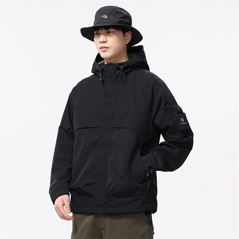 新款秋季夹克外套男防风运动休闲时尚潮流连帽款F0920-P100控199,男装夹克,电商D215