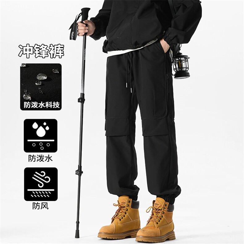 特批P35无差价秋新日系防泼水拉链阔腿裤男山系户外潮束脚裤K1690,男装休闲裤,电商A001