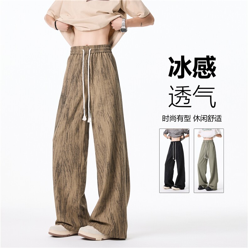 抖音品质夏季新款扎染纹理宽松休闲冰丝裤B315-K25684-特p30控58图片