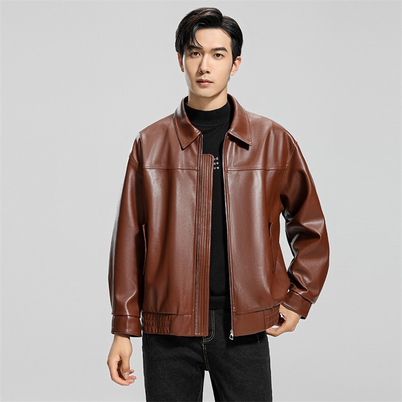 无影墙高级感亮面皮衣男士秋季痞帅轻熟机车夹克男PY118-P110，男装夹克，电商A413