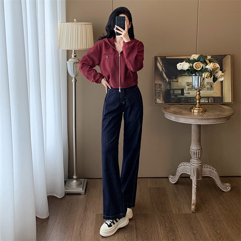 女秋新款洋气减龄卫衣直筒牛仔裤套装,女装套装/套裙,江南
