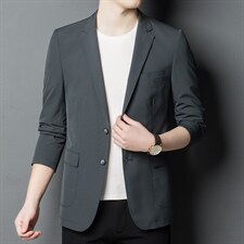 2023秋冬季新款中年西装领夹克爸爸商务男装纯色西服ASD2653-P180图片