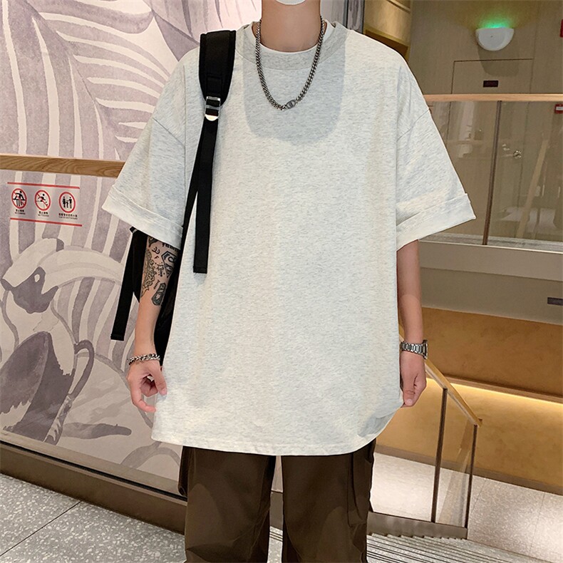 220g精梳棉重磅纯棉短袖t恤宽松百搭男女基础款insTX601-特P22,男装T恤,电商A178