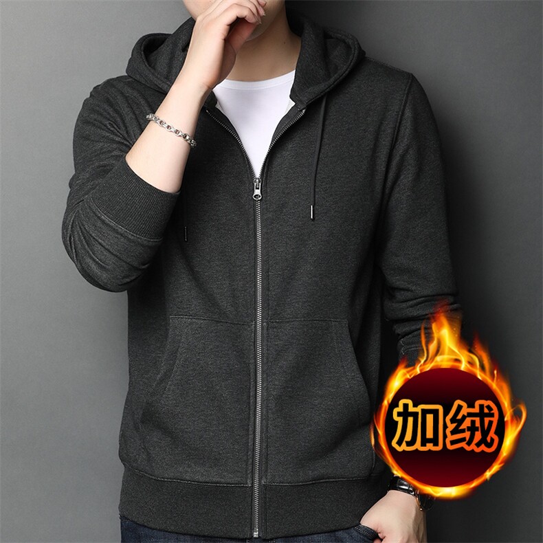 F81083大数据好主推中青年男士秋装新款厚款加绒有帽百搭卫衣,男装卫衣,钱塘207-1
