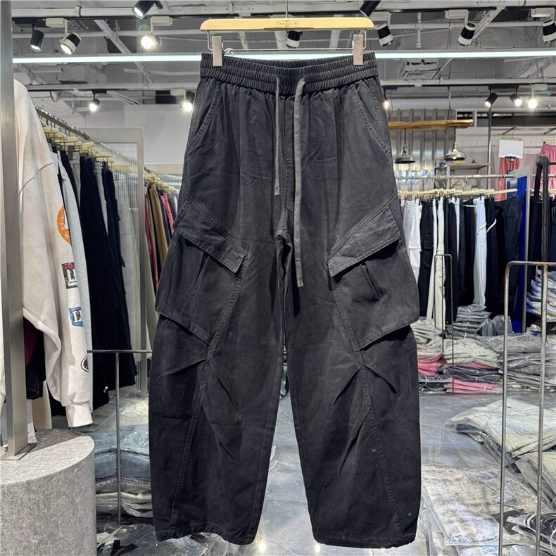 1506/QA150/P46伞兵裤男褶皱多口袋工装宽松直筒阔腿休闲长裤子,男装工装外套,星座1506