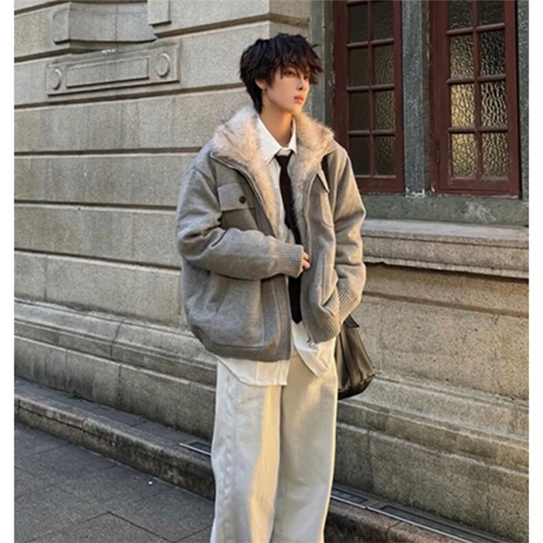 网图座山雕毛领毛衣外套男冬季加绒加厚保暖针织衫MY3190-特P125,男装针织衫/毛衣,星座1007（原301D）