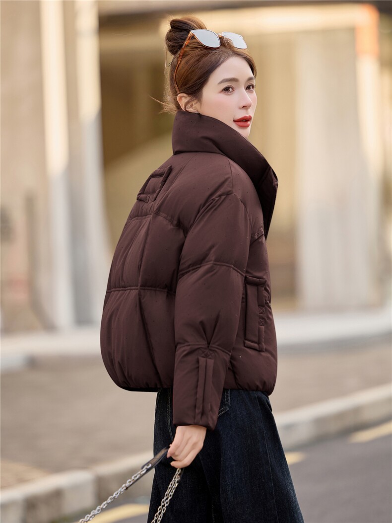 时尚烫钻立领白鸭绒羽绒服女2025冬新款加厚保暖,女装羽绒服,余墨