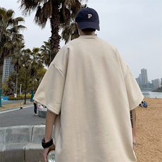夏季日系ins潮圆领鹿皮绒短袖T恤男女青春流行打底衫口袋圆领上衣，男装T恤，星座506