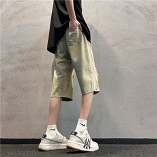 D2051-p45-控68现货风宽松cleanfit牛仔裤七分裤黑暗，男装牛仔裤，星座116