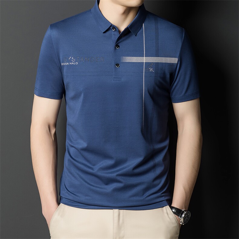 2024年新款男士短袖上衣POLO衫中青年商务半袖翻领体恤透气夏P56，男装Polo衫，钱塘6003A(原)4033A