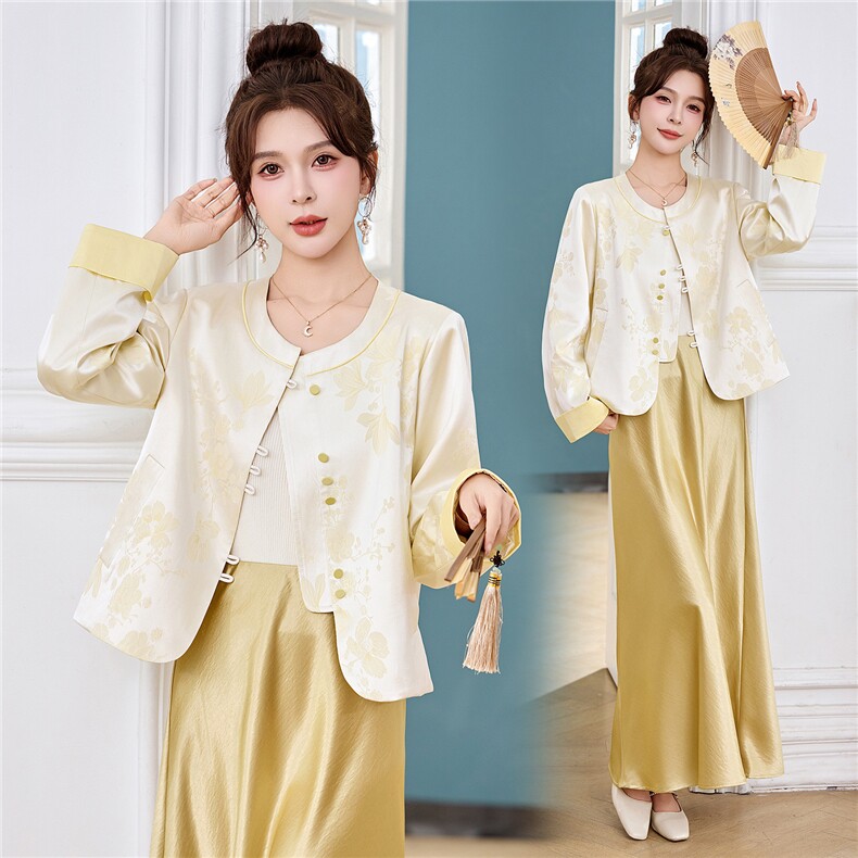 新中式G风外套女2026春季新款复古刺绣提花设计感时尚气质外套，女装短外套，时尚俏佳人