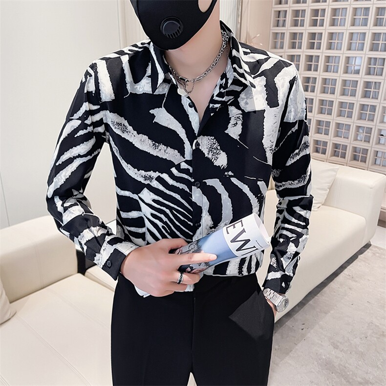 2024秋装男士个性印花长袖衬衫男痞帅潮流衬衣301A-1/H500/P58,男装衬衫,星座301A-1