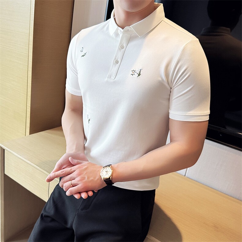 2024数据款潮碎花短袖T恤风翻领Polo衫男T0285-P48,男装T恤,电商D342