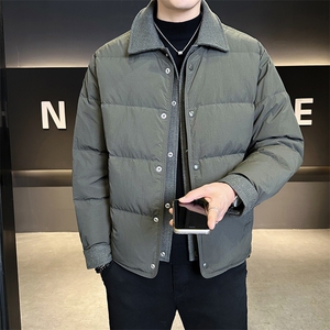 90新标 假两件白鸭绒加厚保暖简约休闲羽绒服外套75511-P290图片