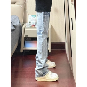 【有货】NZ455HH-特P42 冰蓝闪电纹水洗牛仔裤男女直筒裤子图片