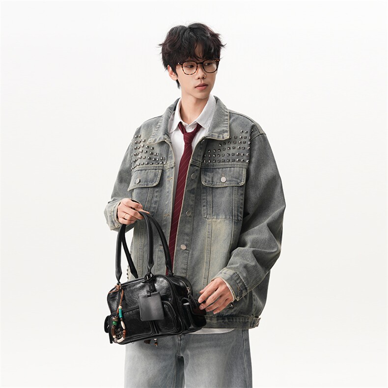 【现货】XZ1218(原611-3)WT8644特价P65美式个性铆钉牛仔外套,男装工装外套,星座1218（原611-3）