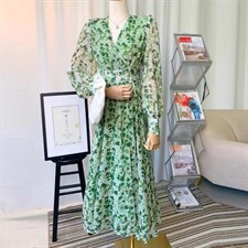 韩版碎花连衣裙,女装连衣裙,六月(4F)