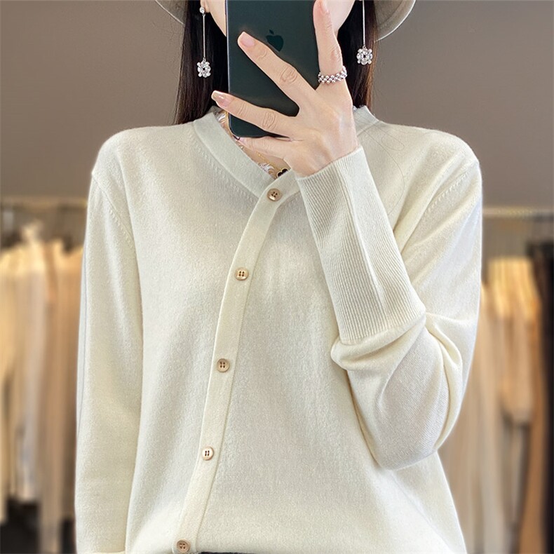 秋冬季羊毛38支V领毛边假开衫羊毛衫,女装羊毛衫,秋虹羊绒