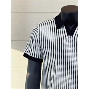 夏季针织冰丝肌理感老钱V领短袖 K86012-P55图片