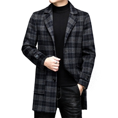 西装领羊毛风衣外套男装秋季新款中年高端潮流上衣ALXB2106-P400，男装风衣，电商B212（原钱塘6029）