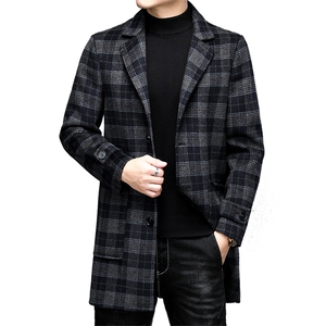 西装领羊毛风衣外套男装秋季新款中年高端潮流上衣ALXB2106-P400图片