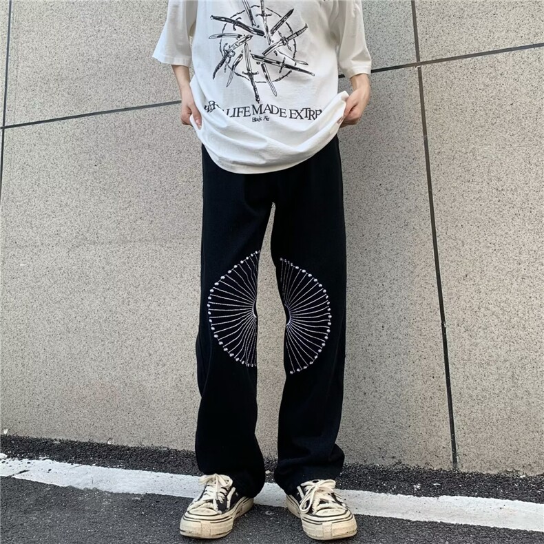 青春流行ins男直筒水洗刺绣牛仔裤NC37P62,男装牛仔裤,星座1116-2