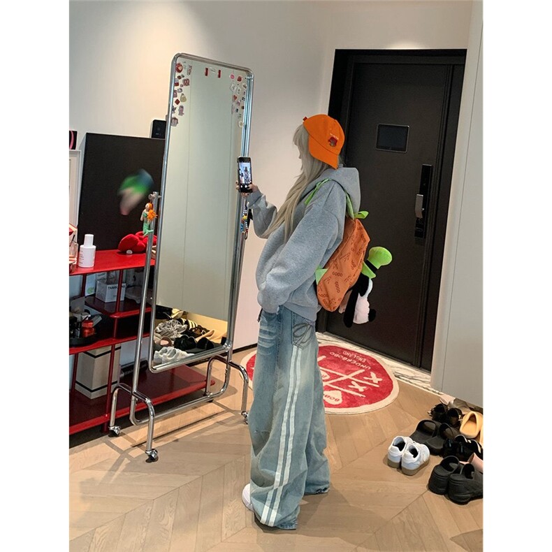 美式水洗做旧设计感刺绣弯刀牛仔裤宽松直筒阔腿拖地长裤子NB225,男装牛仔裤,星座516A