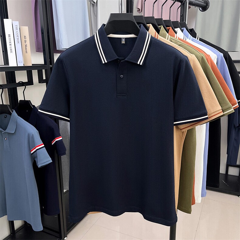 夏季纯棉短袖纯色翻领POLO衫男T恤潮流品质上衣体恤男装,男装Polo衫,钱塘6003（原4033）