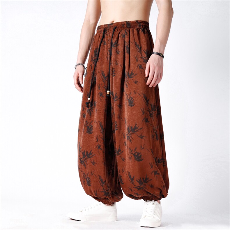 现货新中式早秋新款男士大码灯笼裤九分休闲裤子K315-70控98,男装休闲裤,电商A021