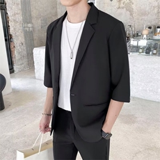 轻熟风高级感短袖男轻奢休闲西装夏季痞帅七分袖西服外套YK71，男装西服，星座1116A-2（原606A-1）