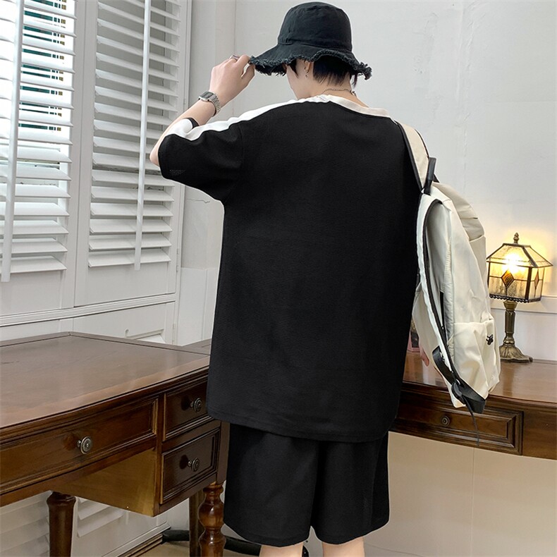 2024主推短袖短裤套装男士夏季宽松潮流圆领简约两件套k2610p38,男装牛仔裤,星座1113