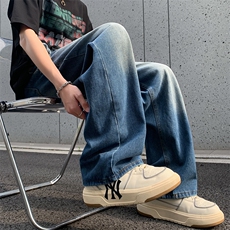 牛仔裤男潮牌美式高街vibe直筒裤微喇cleanfit裤子N9022-P45，男装牛仔裤，星座308B-2