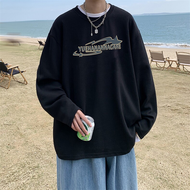 抖音供货、秋季现货舒适棉宽松重磅长袖T恤D223A-CT2326-特P28,男装T恤,电商019-1
