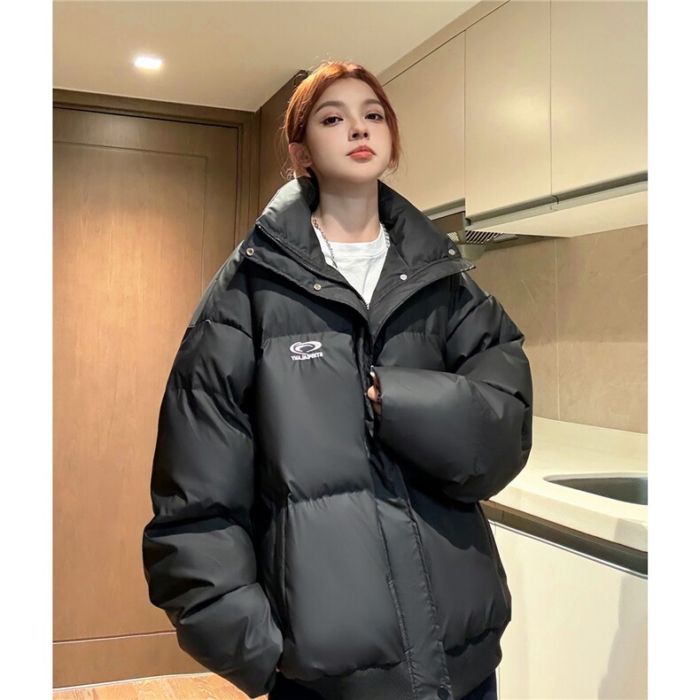 冬装新 港风PU软皮棉服刺绣logo棉衣休闲加厚外套男女 G1103 P128图片