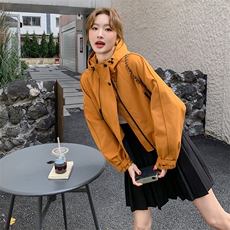 现货26早春新品连帽撞色休闲短外套2C293-W512-P155-K238，女装短外套，2C293