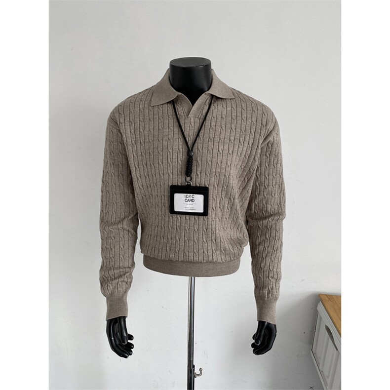 自家假模图B216D1201P752025秋冬男海鸥领麻花毛衣燕麦，男装针织衫/毛衣，电商B216（原B302）