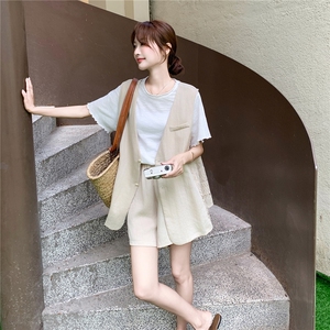 短裤套装女2025夏季新款小个子巨好看的清冷松弛感休闲减龄一整套图片