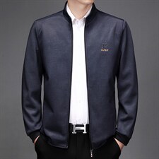 8006不断货爸爸装中老年男士立领常规夹克纯色商务休闲外套男，男装夹克，星座1108-3