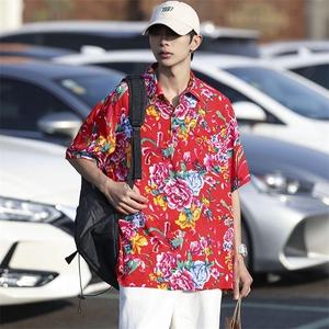 P01中性男女休闲大码花衣服polo衫宽松透气东北大花风团队服图片