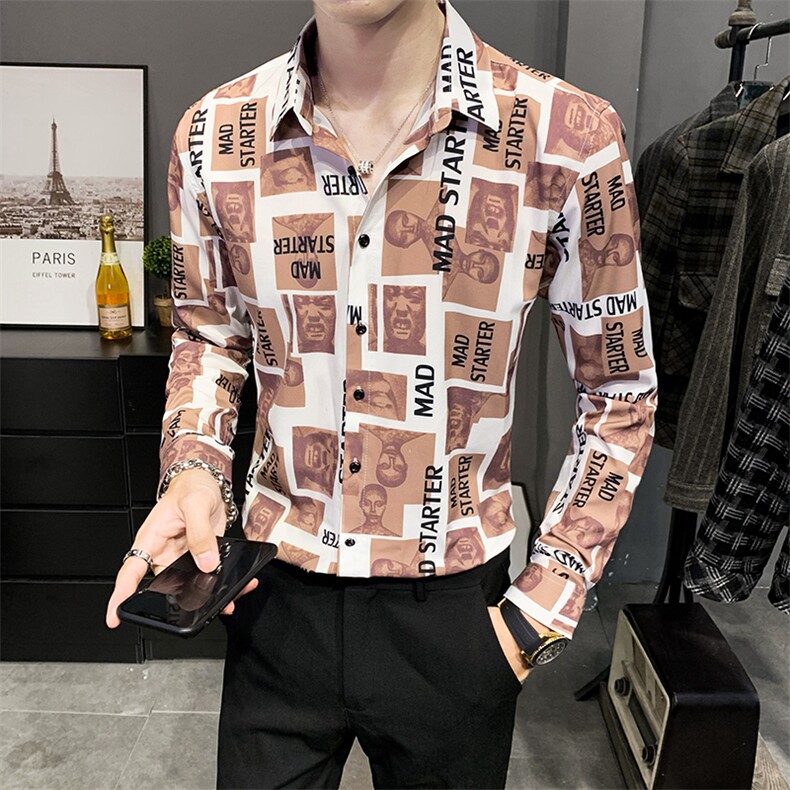312A-5-132-P55店主英伦韩版潮流衬衫休闲修身上衣,男装衬衫,星座312A-5