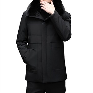 新款休闲兔皮毛内胆羽绒服可脱卸狐狸毛毛领外套上衣HM2382-P630，男装羽绒服，电商B212（原钱塘6029）