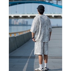 TZ791-特批55控98夏季冰感扎染冰丝速干大码短袖短裤T恤套装男，男装休闲套装，电商A059